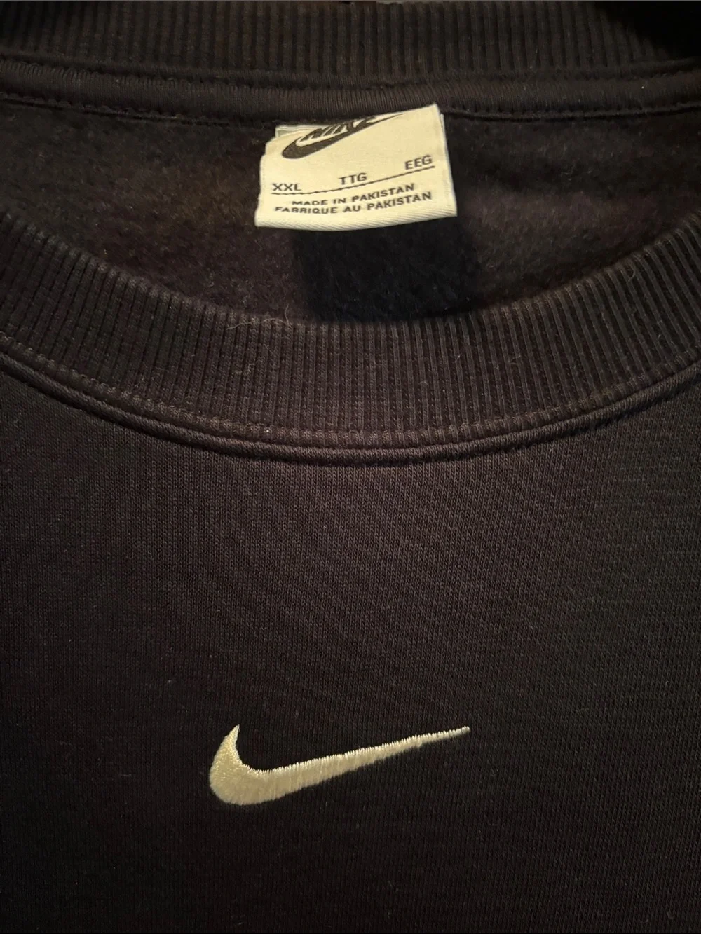 Nike Women's Black Crewneck Sweatshirt with White Swoosh